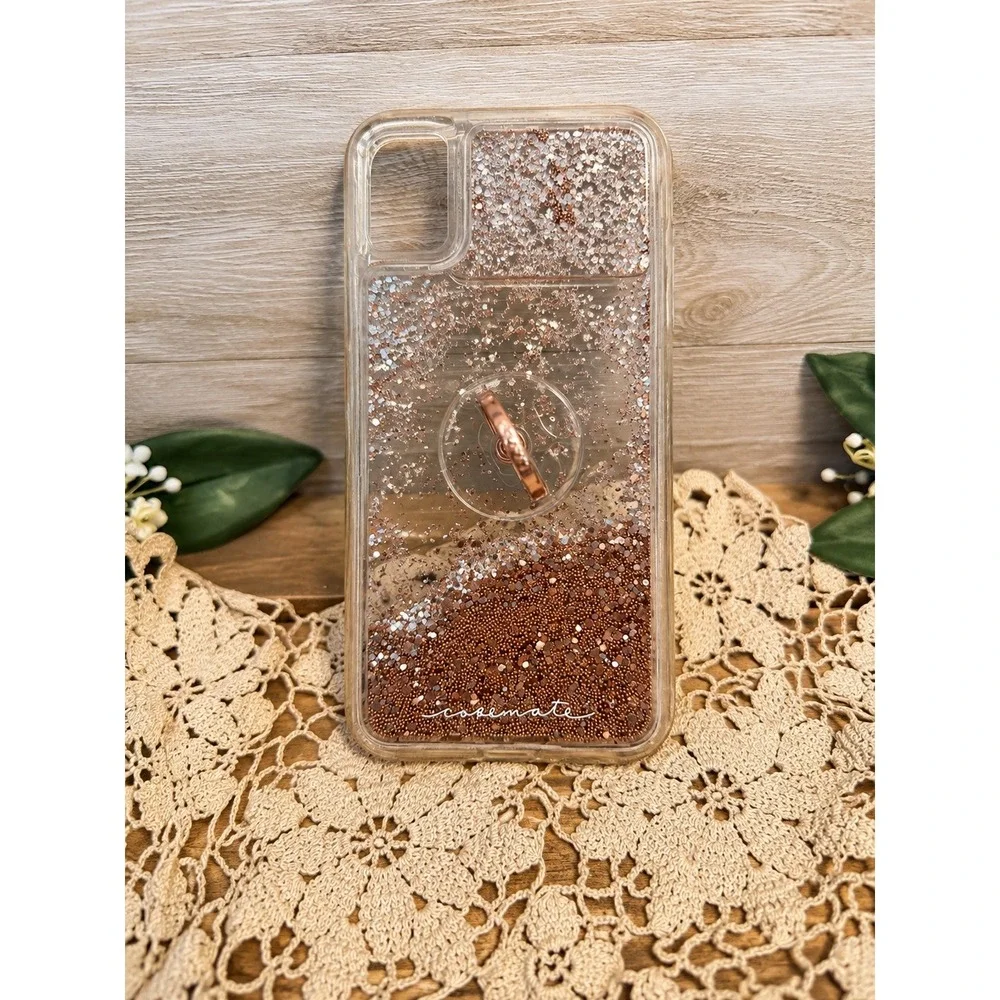 Case-Mate Rose Gold Waterfall Glitter Case with Ring Stand for iPhone X XS